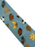 Medium denim blue tie with cute dog puppy design